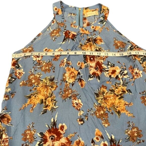 Altar'd State Sleeveless Blue Floral Top High Neck Back Zip Size Small - Picture 7 of 8